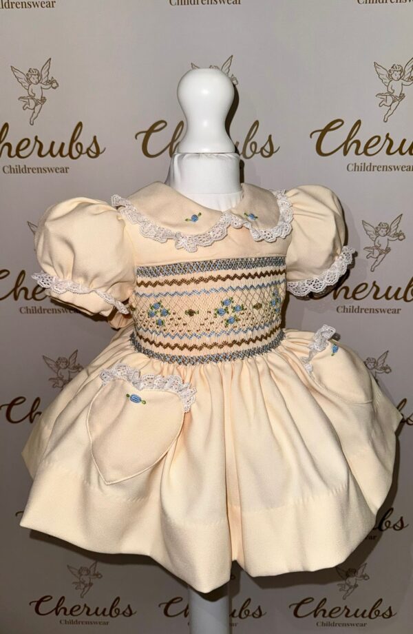 Cream Blue Roses Dress