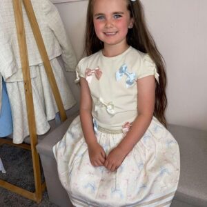 Cream Ribbon Top & Skirt