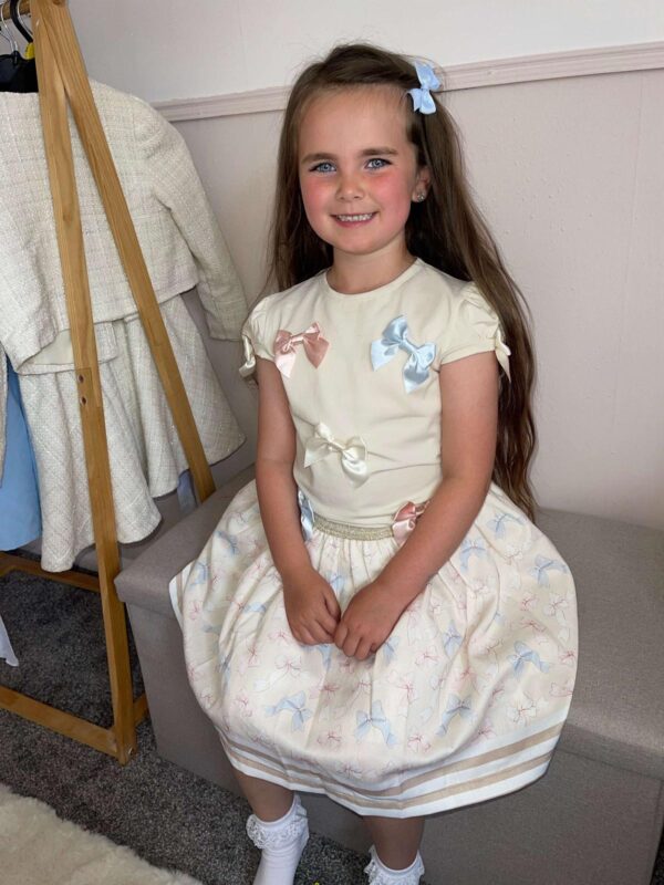 Cream Ribbon Top & Skirt
