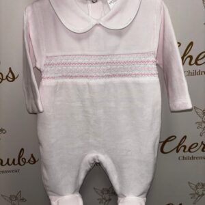 Pink Velour Baby Grow
