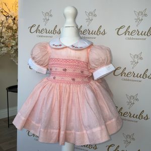 Peach Pink Smocked Dress