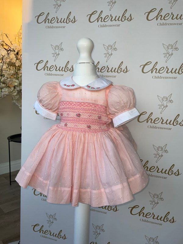 Peach Pink Smocked Dress