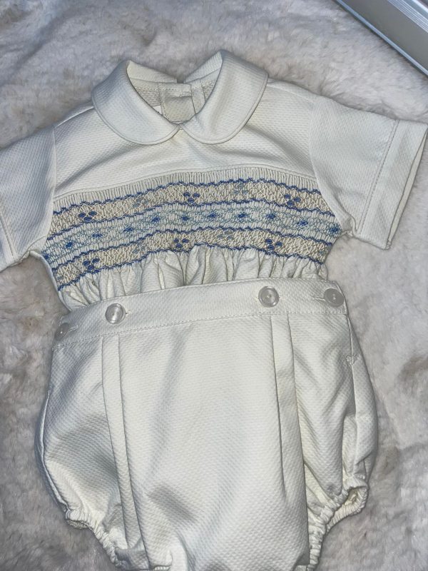 Luxury Cream Hand Smocked Boys Suit - Image 2