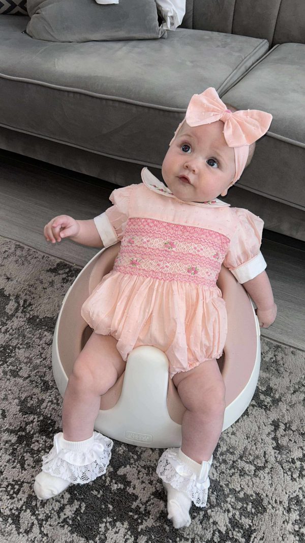 Peach Pink Smocked Romper