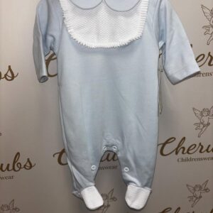 Blue Baby Grow White Bib
