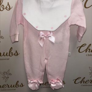 Pink Bow White Bibbed Baby Grow