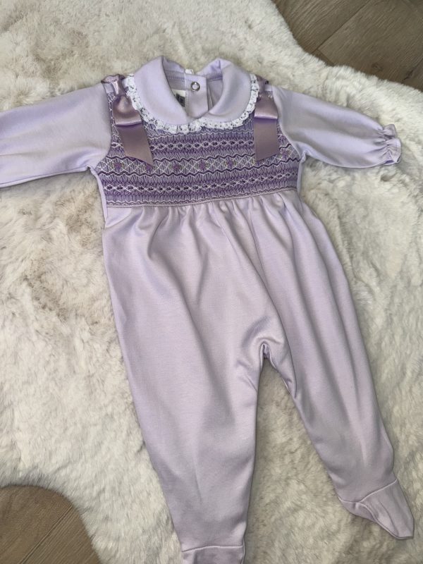 Lilac Pima Cotton Baby Grow - Image 2