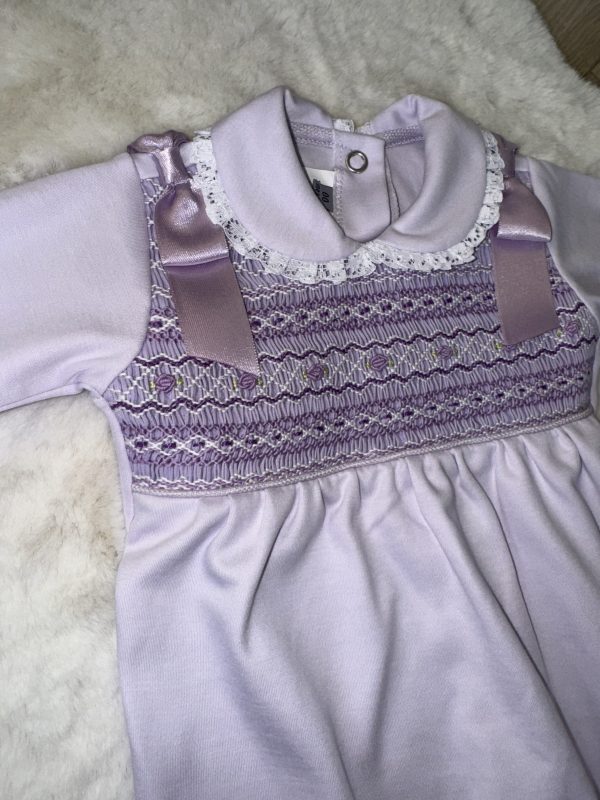 Lilac Pima Cotton Baby Grow - Image 3