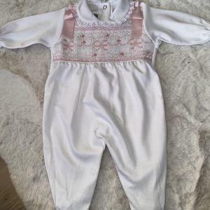 Girls Pima Cotton Baby Grow, Bow Embroidery