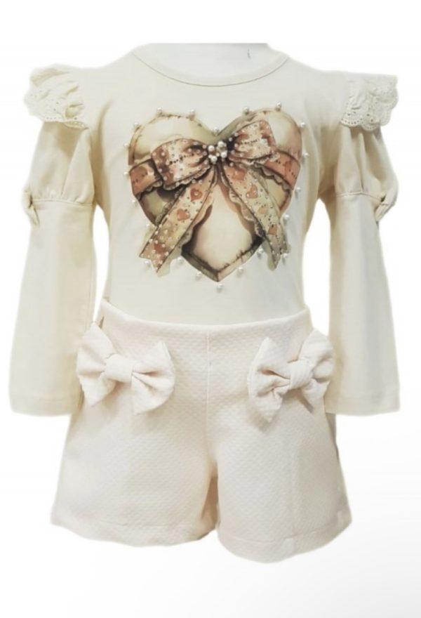 Girls Cream Short and Top Set
