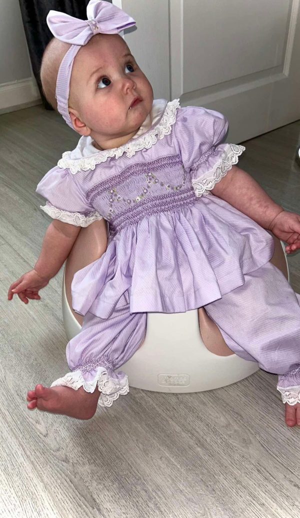 Lilac Smocked Lace Pyjamas - Image 3