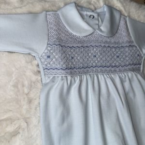 Pima Cotton Boys Smocked Baby Grow