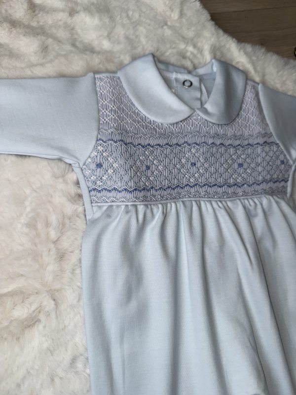 Pima Cotton Boys Smocked Baby Grow