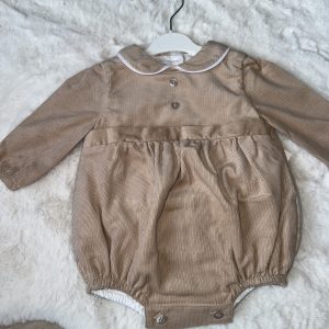 Tan Long Sleeved Boys Romper