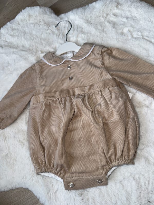 Tan Long Sleeved Boys Romper - Image 3