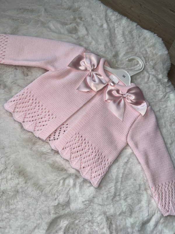 Pink Girls Bow Cardigan