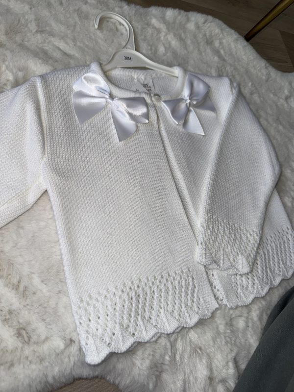 Cream Bow Girls Cardigan