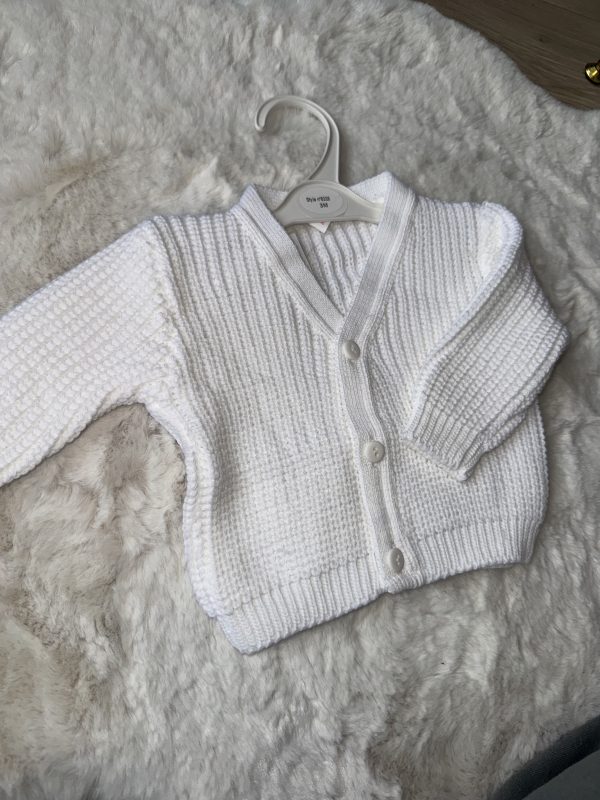 White Thick Knit Cardigan