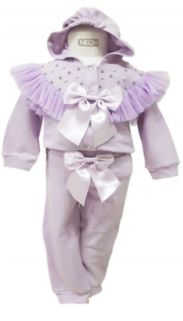 Girls Ribbon Lilac Tracksuit