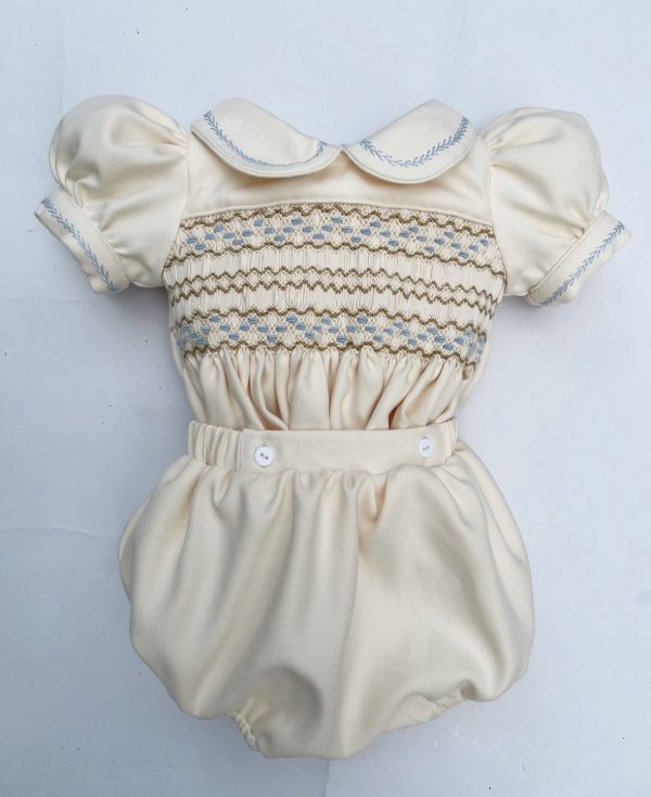 Cream Smocked Boys Suit