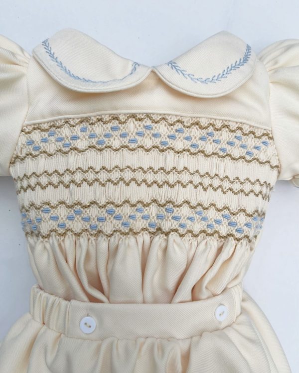 Cream Smocked Boys Suit - Image 2