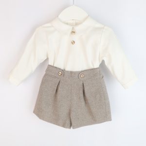 Cream Shirt & Short Set