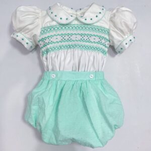 Mint Green Boys Smocked Romper
