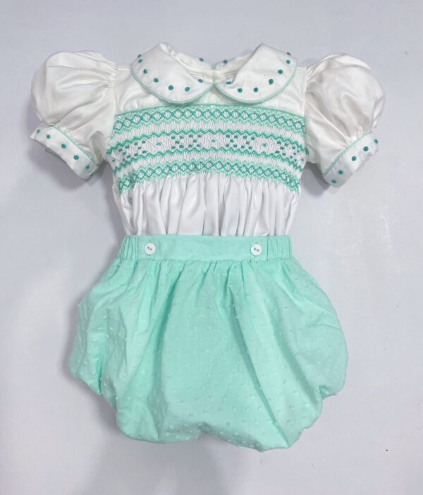 Mint Green Boys Smocked Romper