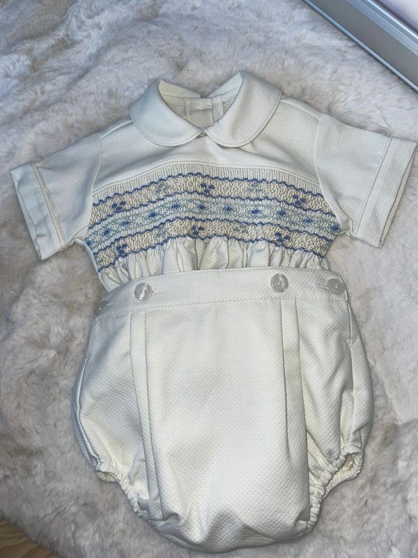 Luxury Cream Hand Smocked Boys Suit - Image 3