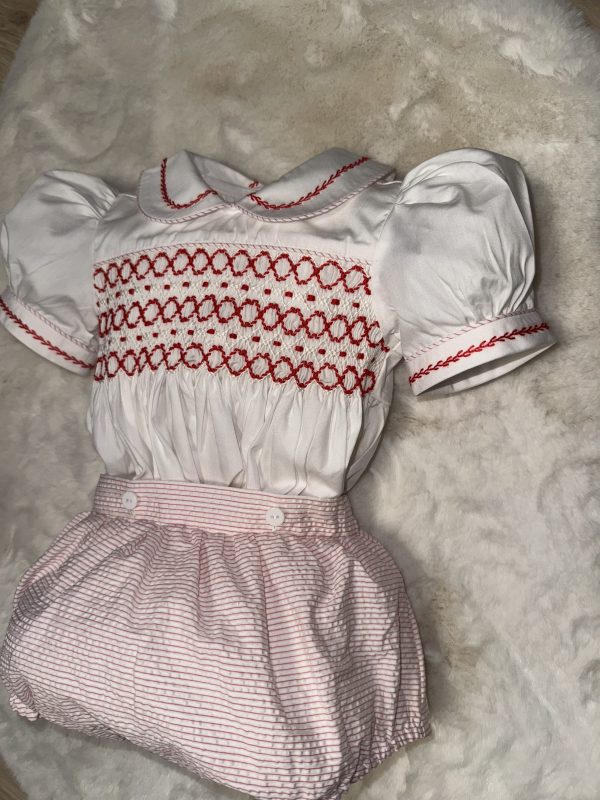Boys Smocked Red & White Stripes - Image 2