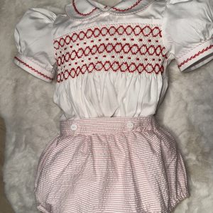 Boys Smocked Red & White Stripes