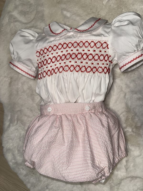 Boys Smocked Red & White Stripes