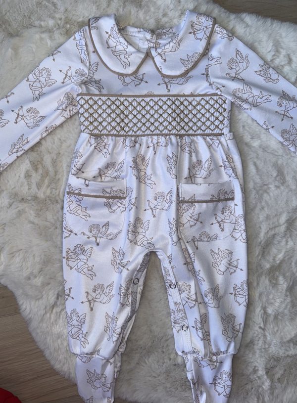 Cherubs Smocked Baby Grow