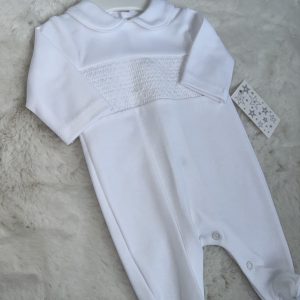 All White Smock Babygrow