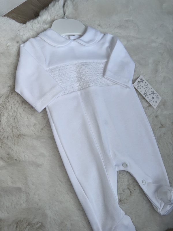 All White Smock Babygrow