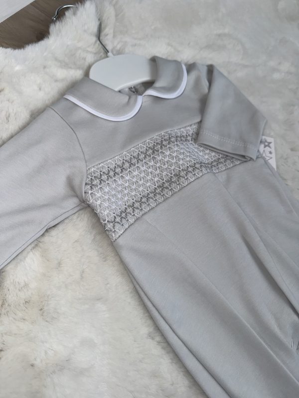 Grey Smock Baby Grow