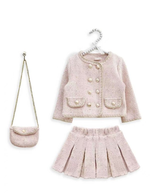 Pink Tweed Trimmed With Gold Set
