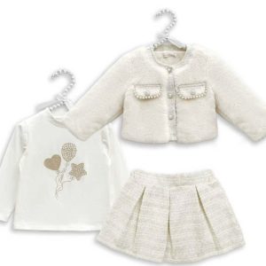 Cream Tweed & Fur Set