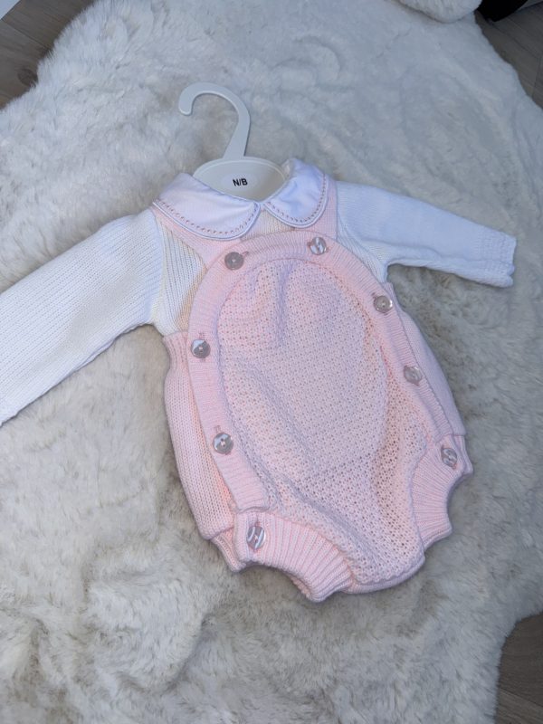 Girls Pink Knitted Romper