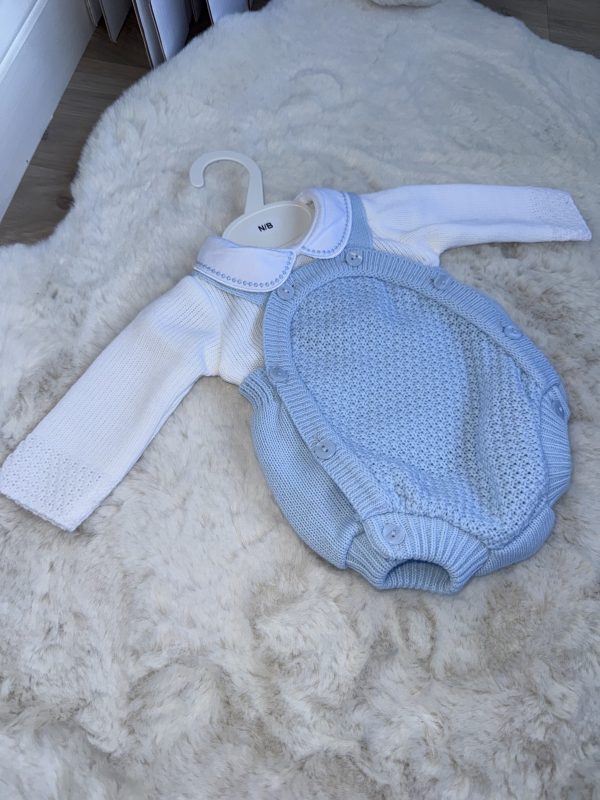 Boys Blue Knitted Romper - Image 2