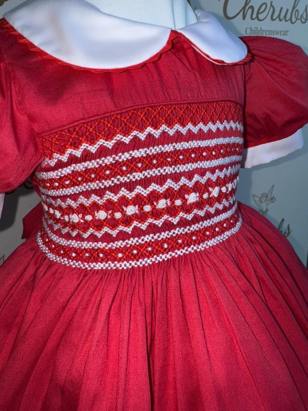 Rich Red White Roses Dress - Image 5