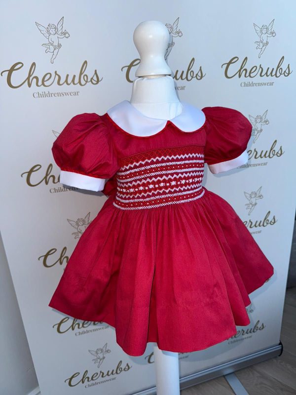 Rich Red White Roses Dress - Image 4