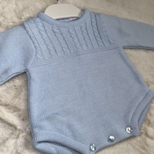 Blue Cable Knit Romper