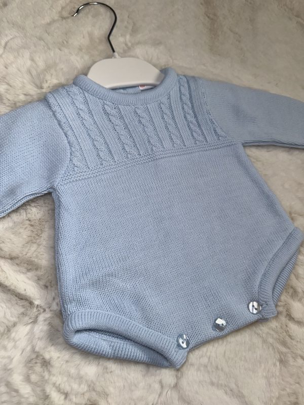 Blue Cable Knit Romper
