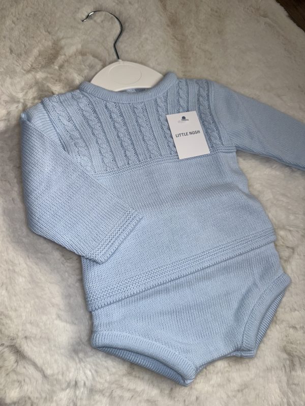 Blue Cable Knit Jam Pants Set