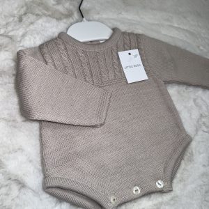 Boys Tan Cable Knit Romper