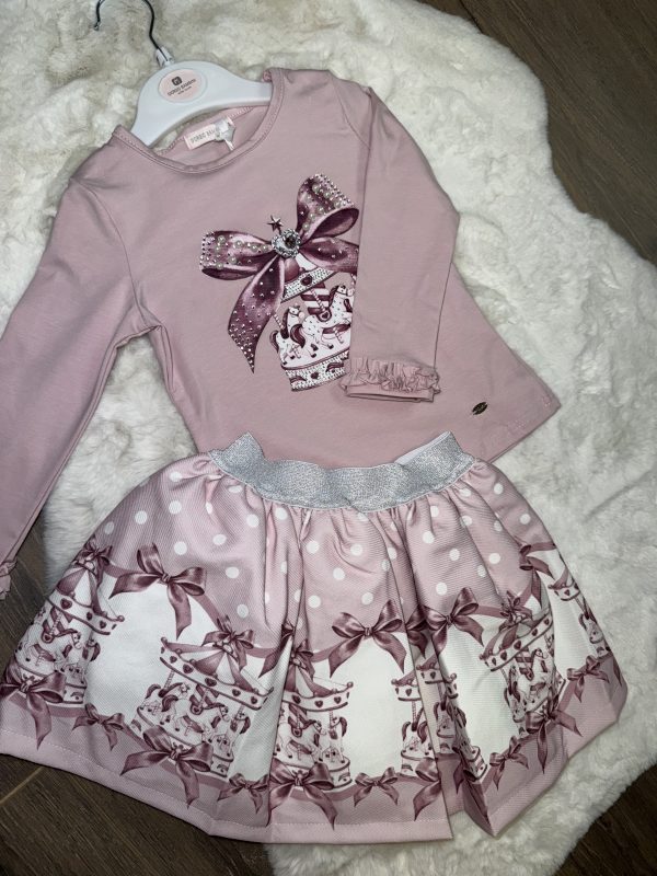 Pink Carousel Skirt & Top Set