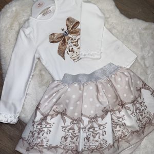 Cream Carousel Skirt & Top Set