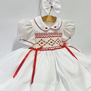 White & Red Ribbon Dress