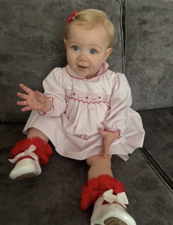 Red Long Sleeved Smock Dress